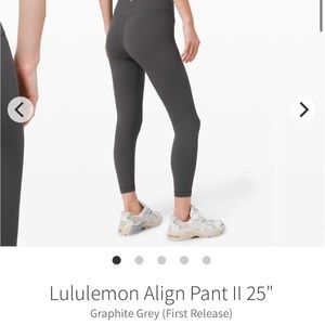 Lululemon Align 25” Graphite Grey size 2